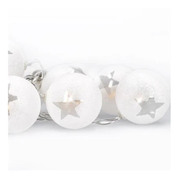 LED Kalėdinė girlianda kamuoliai 10xLED 1m šiltai balta