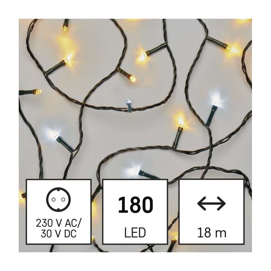 LED Kalėdinė lauko girlianda 180xLED/23m IP44 šiltai/šaltai balta