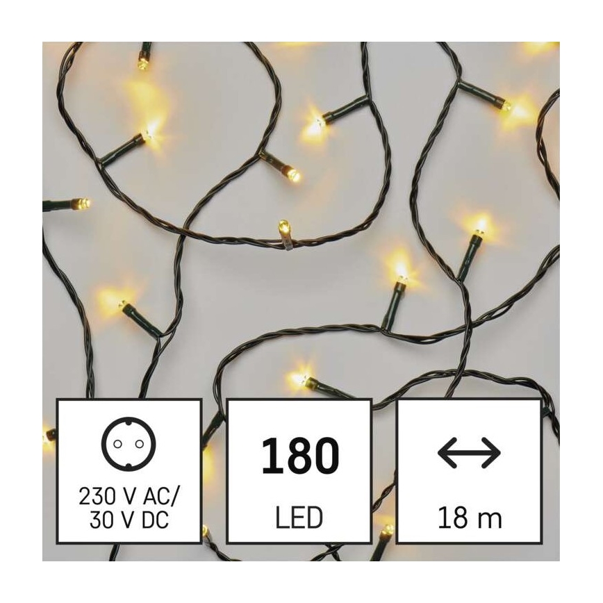 LED Kalėdinė lauko girlianda 180xLED/8 režimai 23m IP44 šiltai balta