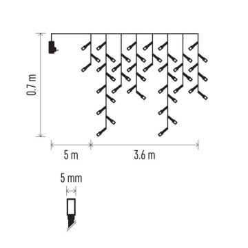 LED Kalėdinė lauko girlianda 200xLED/8 režimai 8,6m IP44 šaltai balta