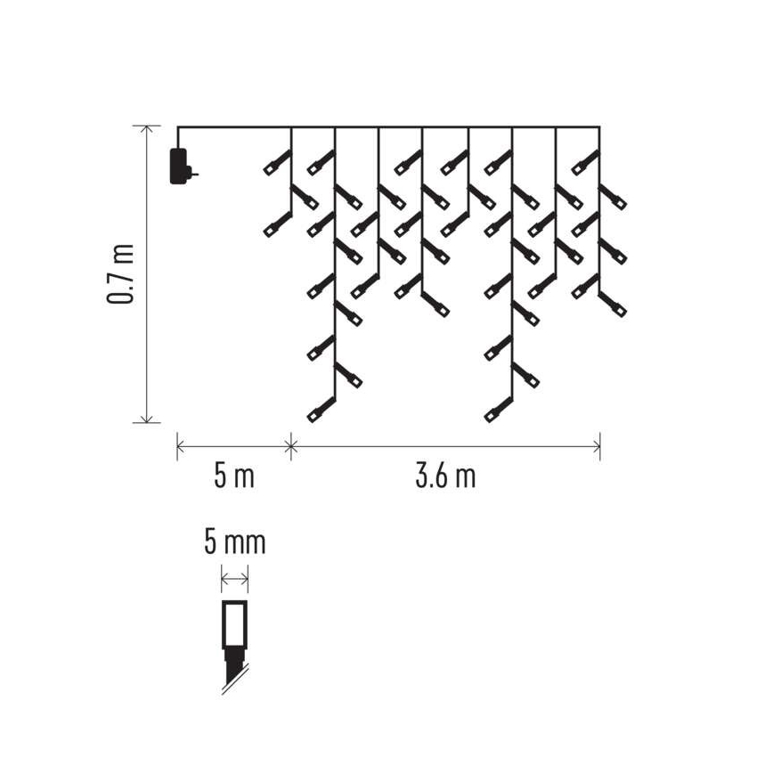 LED Kalėdinė lauko girlianda 200xLED/8 režimai 8,6m IP44 šaltai balta