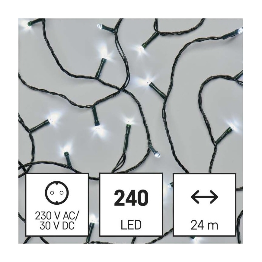 LED Kalėdinė lauko girlianda 240xLED/29m IP44 šaltai balta