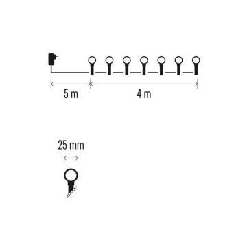 LED Kalėdinė lauko girlianda 40xLED/9m IP44 mėlyna