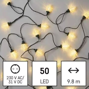 LED Kalėdinė lauko girlianda 50xLED/8 funkcijos 14,8 m IP44 šiltai balta