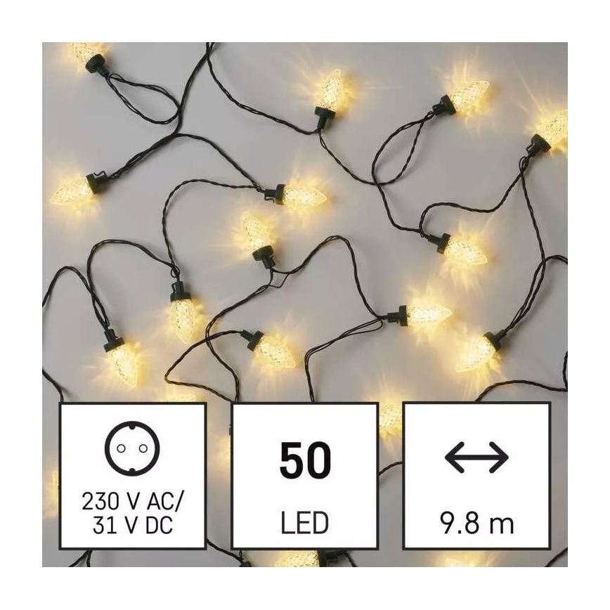 LED Kalėdinė lauko girlianda 50xLED/8 funkcijos 14,8 m IP44 šiltai balta