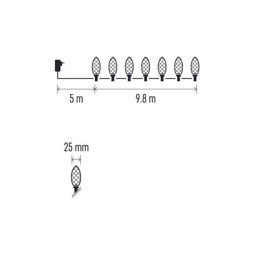 LED Kalėdinė lauko girlianda 50xLED/8 funkcijos 14,8 m IP44 šiltai balta