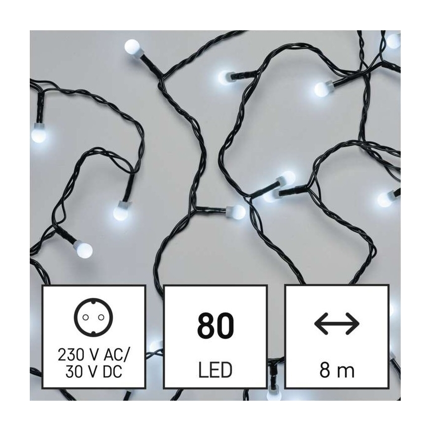 LED Kalėdinė lauko girlianda 80xLED/13m IP44 šaltai balta