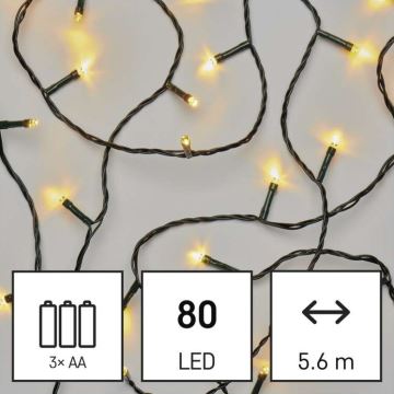 LED Kalėdinė lauko girlianda 80xLED/6,1m IP44 šiltai balta