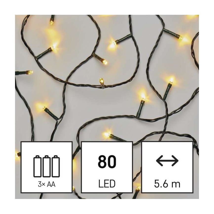 LED Kalėdinė lauko girlianda 80xLED/6,1m IP44 šiltai balta