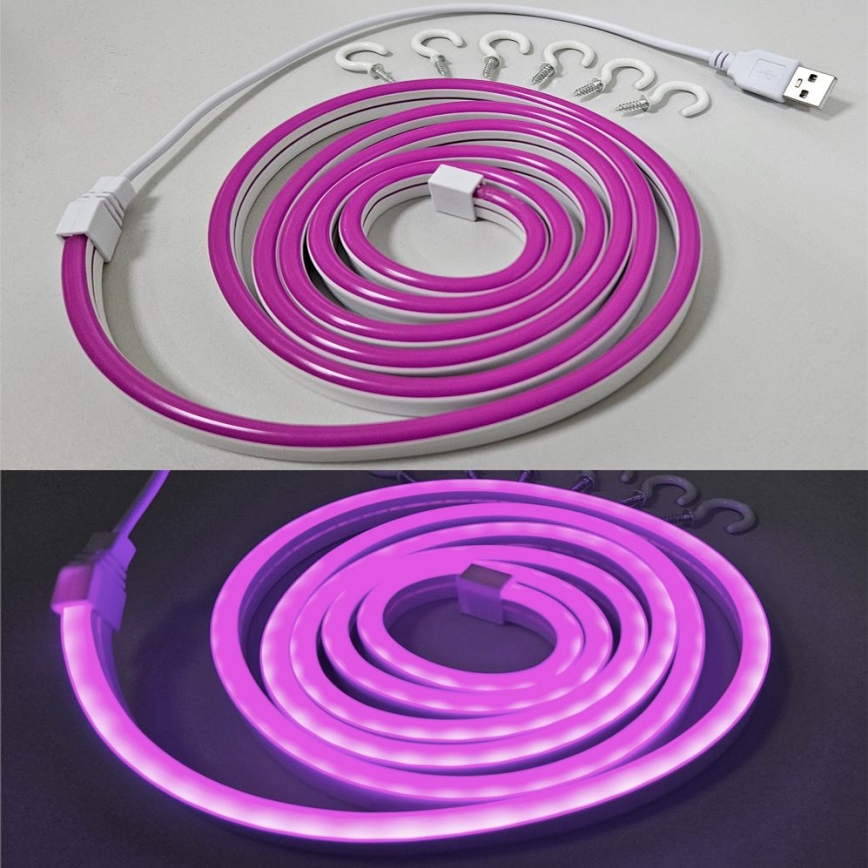 LED Lankstus juostelė NEON LED/5V USB 1,8 m violetinė