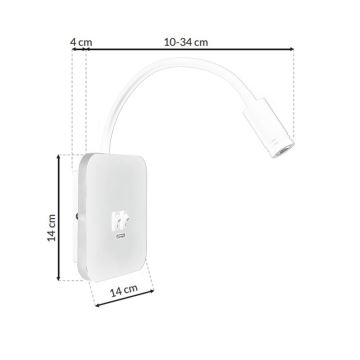 LED Lankstus mažas lempa BASE 1xLED/8W + 1xLED/2W/230V balta