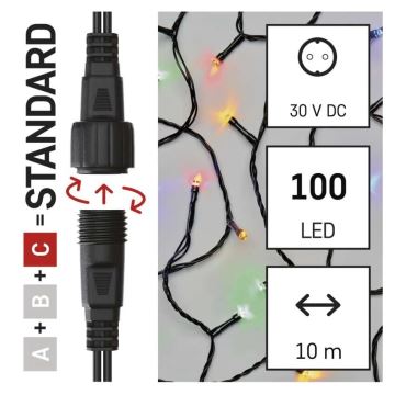 LED Lauko Kalėdinė girlianda 100xLED/10m IP44 daugiaspalvis