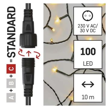 LED Lauko Kalėdinė girlianda 100xLED/10m IP44 šilta balta