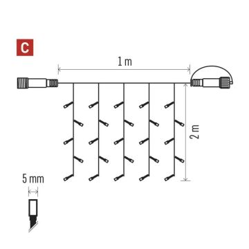 LED Lauko Kalėdinė girlianda 100xLED/1x2m IP44 šalta balta