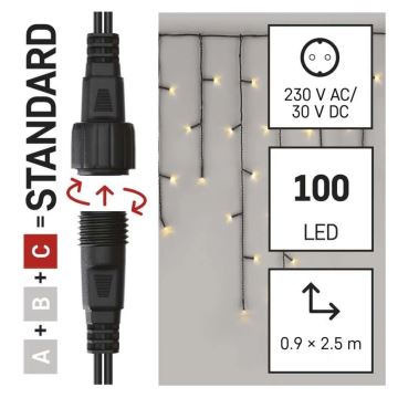 LED Lauko Kalėdinė girlianda 100xLED/2,5x0,9m IP44 šilta balta