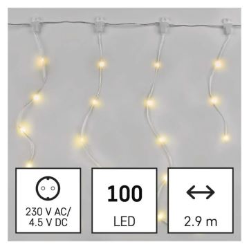 LED Lauko Kalėdinė girlianda 100xLED/8 funkcijos 7,9x0,7m IP44 šilta balta