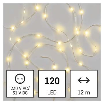 LED Lauko Kalėdinė girlianda 120xLED/17m IP44 šilta balta