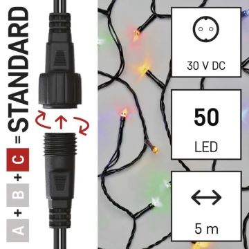 LED Lauko Kalėdinė girlianda 50xLED/5m IP44 daugiaspalvis