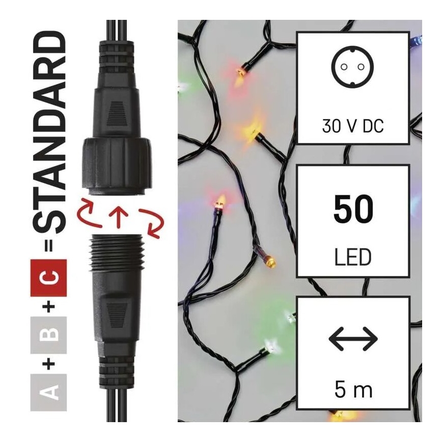 LED Lauko Kalėdinė girlianda 50xLED/5m IP44 daugiaspalvis