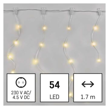 LED Lauko Kalėdinė girlianda 54xLED/8 funkcijos 6,7x0,7m IP44 šilta balta