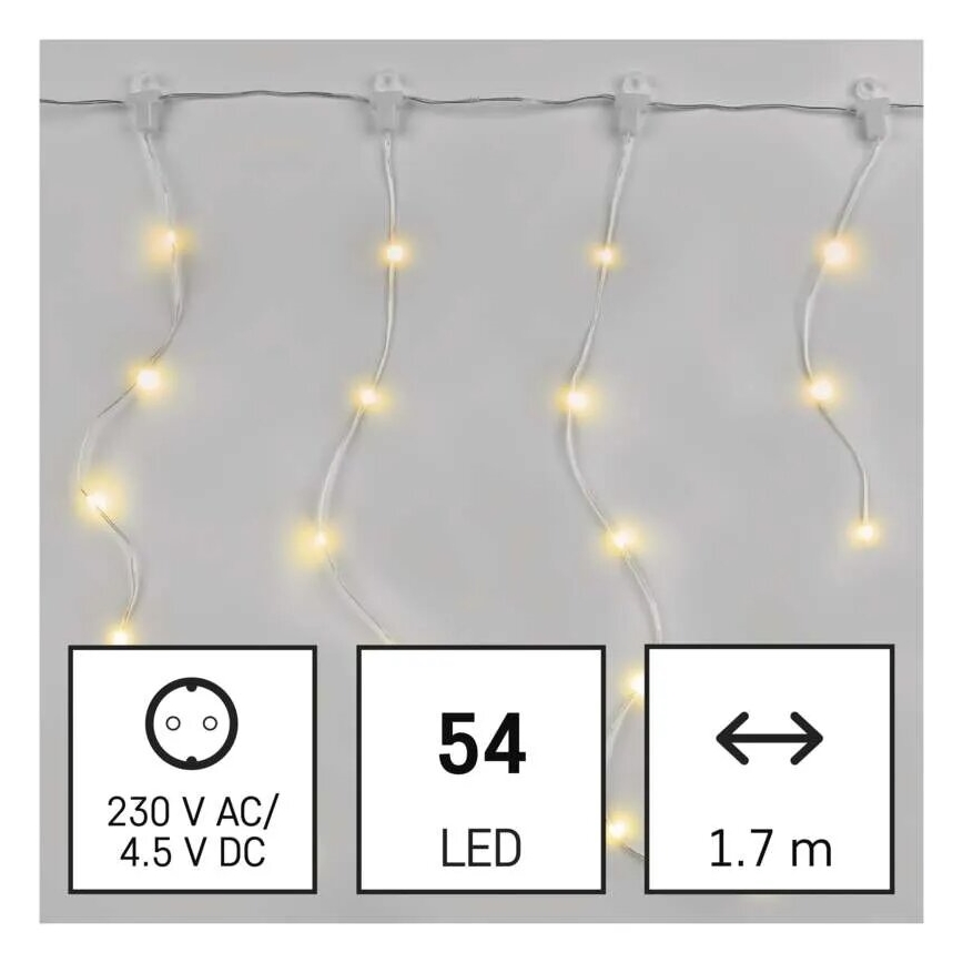 LED Lauko Kalėdinė girlianda 54xLED/8 funkcijos 6,7x0,7m IP44 šilta balta