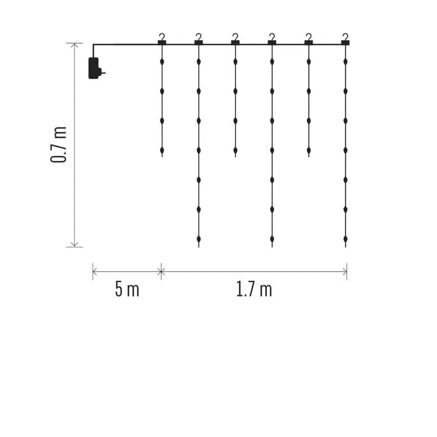 LED Lauko Kalėdinė girlianda 54xLED/8 funkcijos 6,7x0,7m IP44 šilta balta