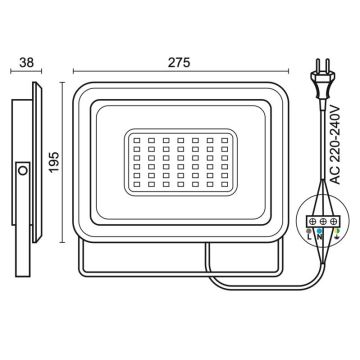 LED lauko prožektorius LED/100W/230V 4000K IP65 juoda