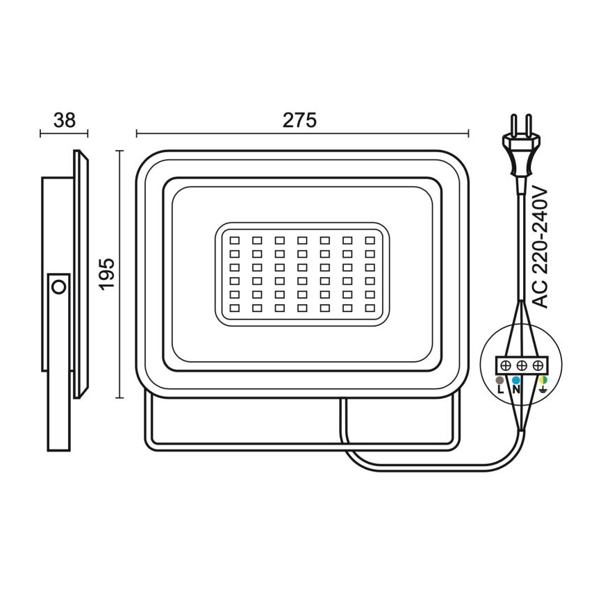 LED lauko prožektorius LED/100W/230V 4000K IP65 juoda