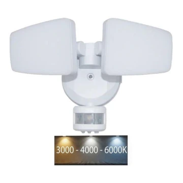 LED Lauko prožektorius su jutikliu LED/24W/230V 3000/4000/6000K IP54 balta