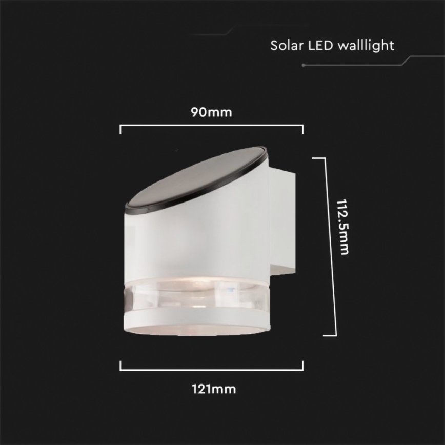 LED Lauko saulės Sieninis šviestuvas LED/1W/3,7V 3000K IP54 balta
