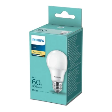 LED Lemputė Philips A60 E27/8W/230V 2700K