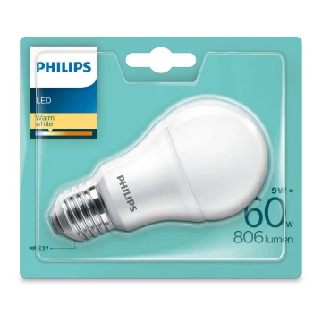 LED Lemputė Philips E27/9W/230V 2700K