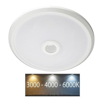 LED lubinis šviestuvas su jutikliu SAMSUNG CHIP LED/12W/230V 3000/4000/6000K diametras 29 cm balta