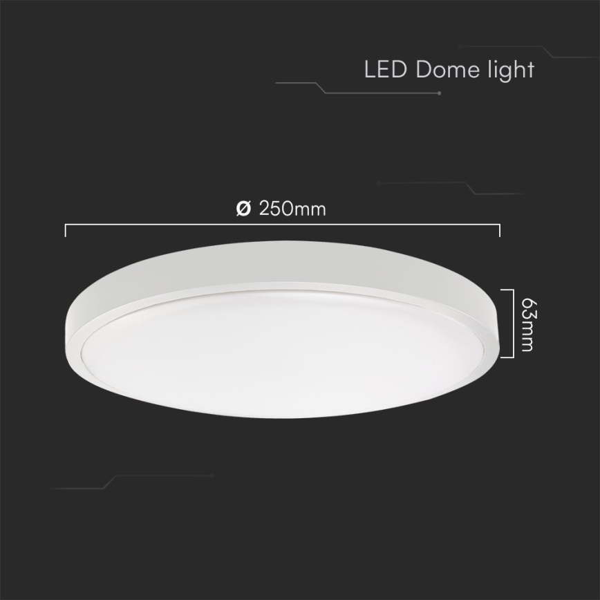 LED lubinis vonios šviestuvas LED/18W/230V IP44 3000K diametras 25 cm balta