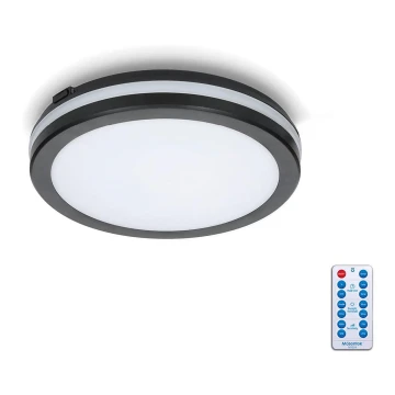 LED lubinis vonios šviestuvas su jutikliu LED/12W/230V 3000/4000/6500K IP65 diametras 20 cm juoda + nuotolinio valdymo pultas