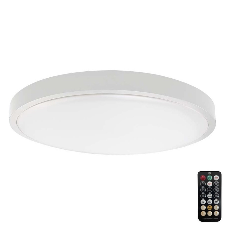 LED lubinis vonios šviestuvas su jutikliu LED/18W/230V IP44 3000K diametras 29 cm balta + nuotolinio valdymo pultas