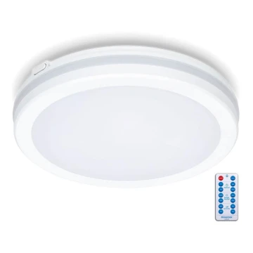 LED lubinis vonios šviestuvas su jutikliu LED/24W/230V 3000/4000/6500K IP65 diametras 30 cm balta + nuotolinio valdymo pultas