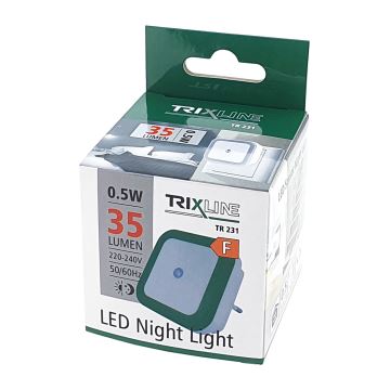 LED naktinė lemputė su jutikliu LED/0,5W/230V žalia