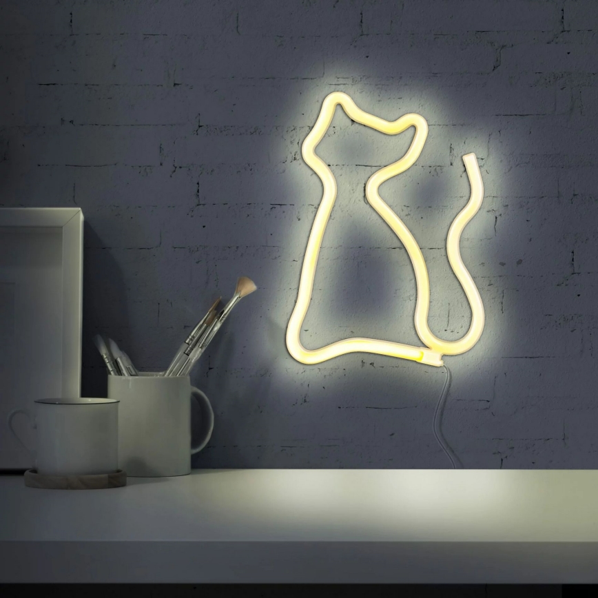 LED Neoninė sienų apdaila CAT LED/3W/3xAA geltona