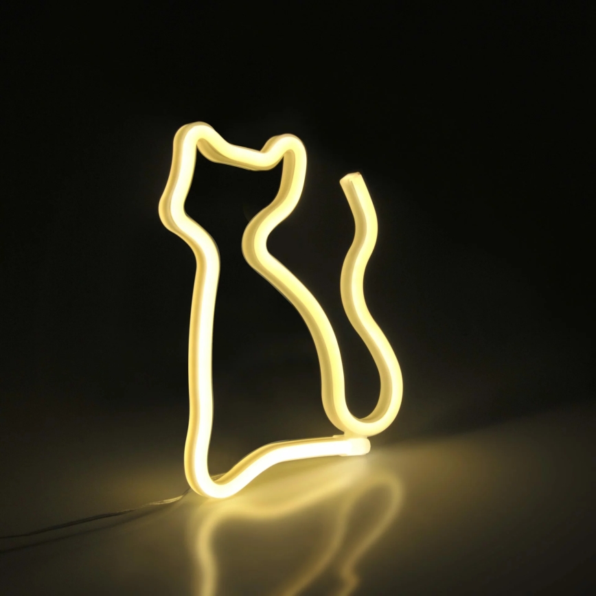 LED Neoninė sienų apdaila CAT LED/3W/3xAA geltona