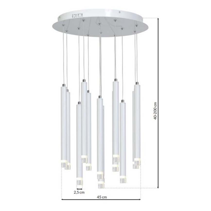 LED Pakabinamas sietynas ALBA 12xLED/1W/230V balta