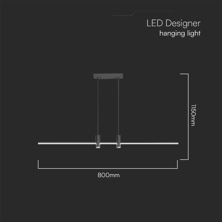 LED Pakabinamas sietynas LED/19W/230V 3000K juoda