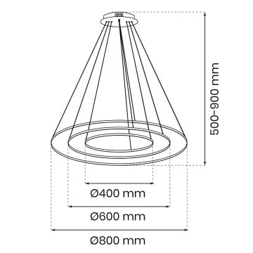 LED Pakabinamas sietynas ROTONDA LED/93W/230V aukso