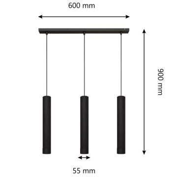 LED Pakabinamas sietynas TUBA 3xGU10/4,8W/230V juodas