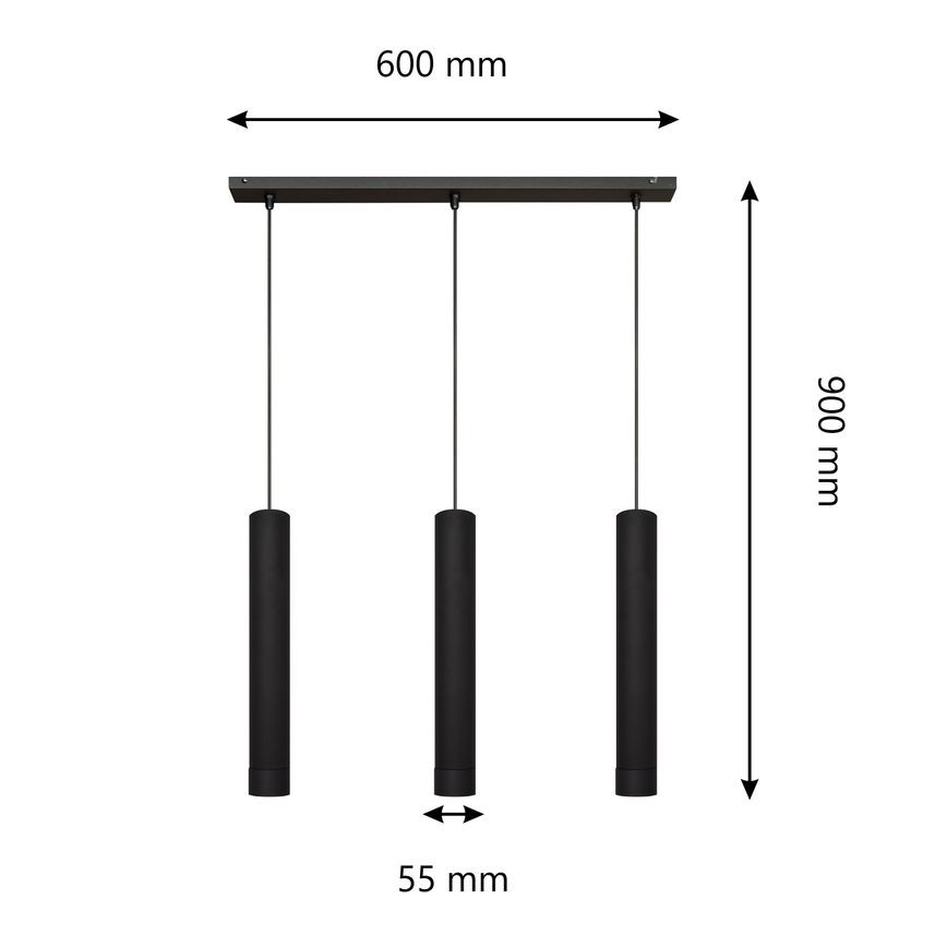 LED Pakabinamas sietynas TUBA 3xGU10/4,8W/230V juodas