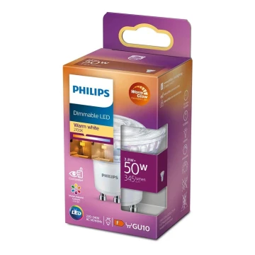 LED pritemdoma elektros lemputė Philips Warm Glow GU10/3,8W/230V 2200-2700K CRI90