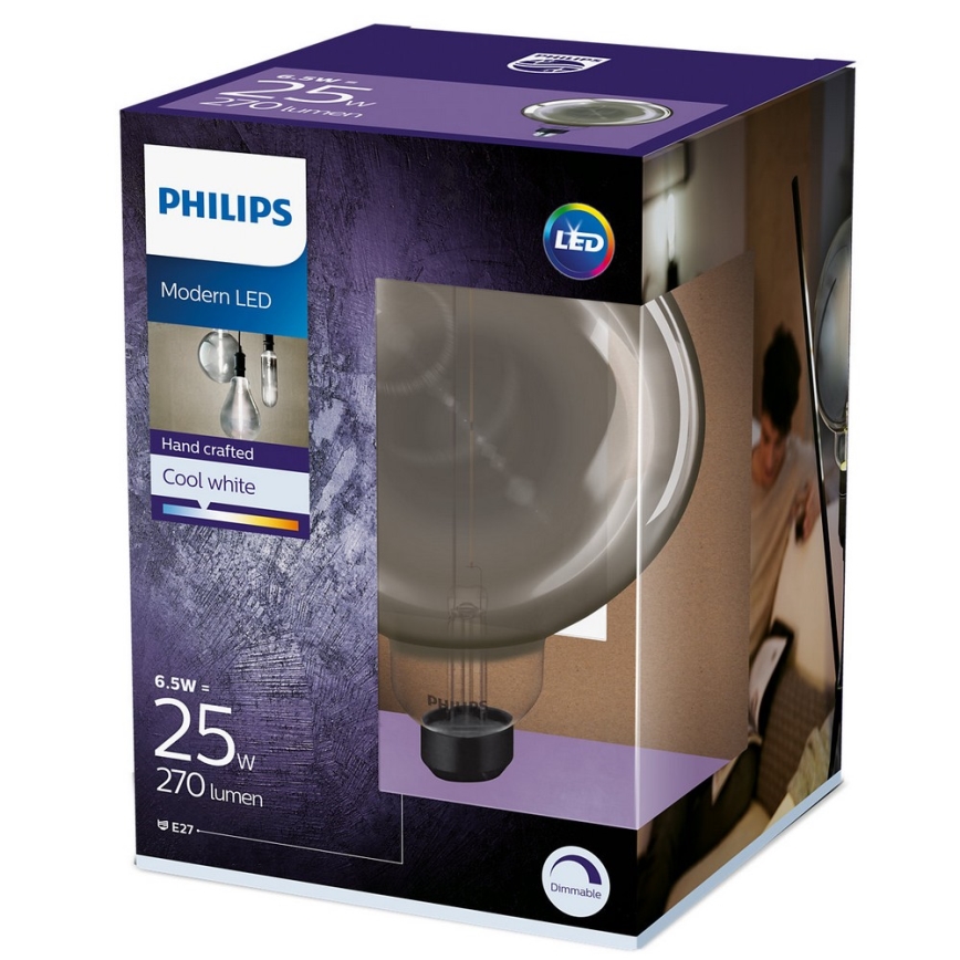 LED pritemdoma elektros lemputė SMOKY VINTAGE Philips G200 E27/6,5W/230V 4000K
