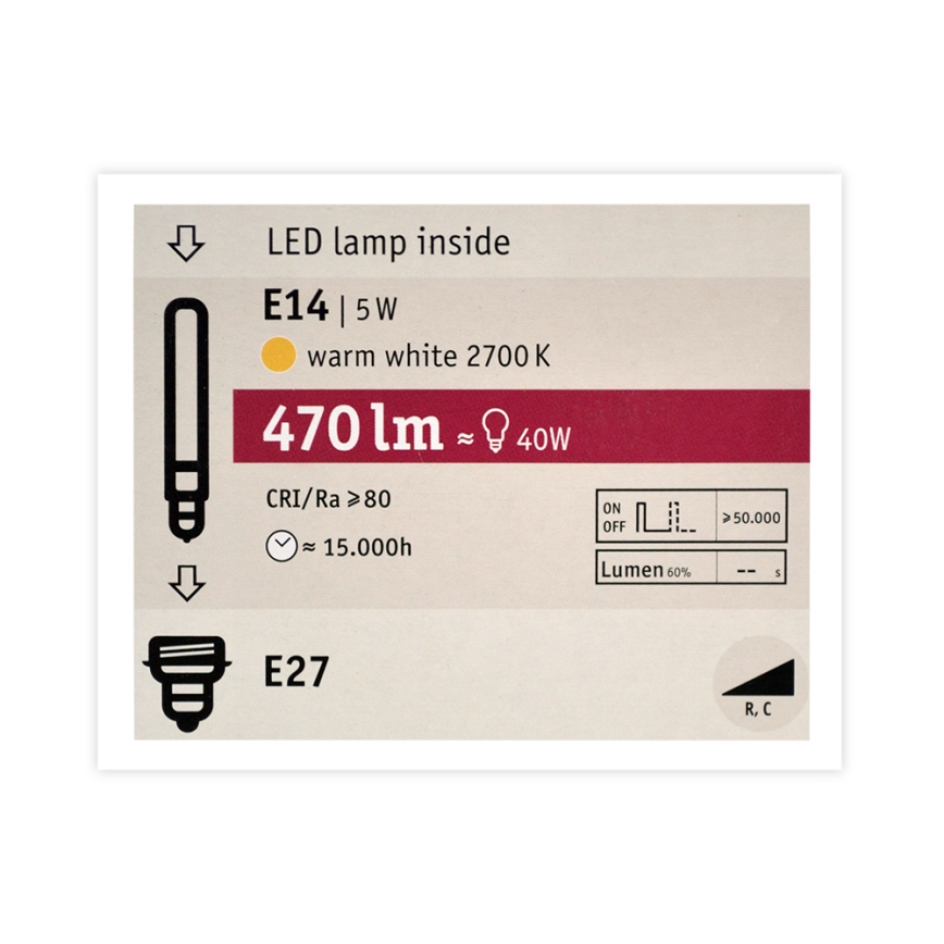 LED Pritemdoma lemputė MOSAIC G125 E27/5W/230V 2700K - Paulmann 28747
