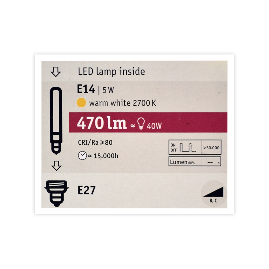 LED Pritemdoma lemputė MOSAIC G125 E27/5W/230V 2700K - Paulmann 28750