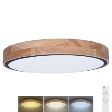 LED Pritemdomas lubinis šviestuvas IRON OAK LED/48W/230V 3000-6500K ąžuolas diametras 40 cm + nuotolinio valdymo pultas